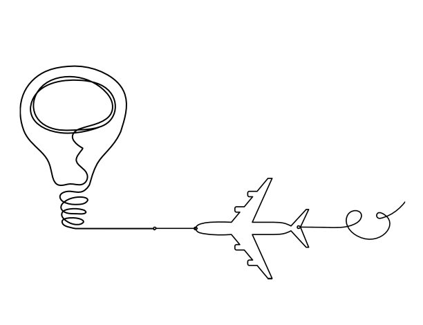 抽象灯泡，平面为线画在白色图片下载