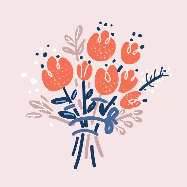 花卉花束的矢量插图。红色的花图片下载