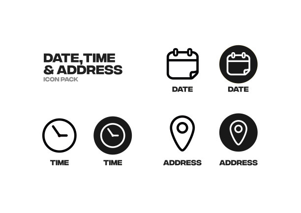 日期、时间和地点图标包图片下载