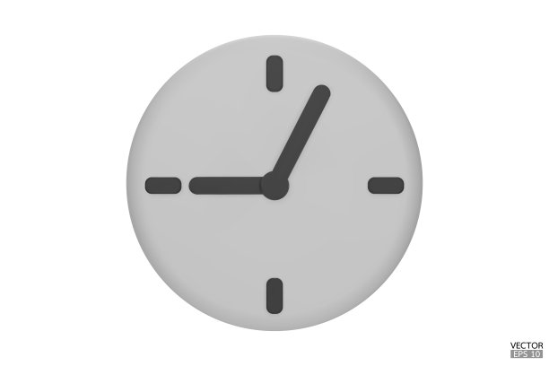 白色的手表孤立在白色的背景上。3D圆形时钟图标。卡通简约风格。时间记录，时间测量和时间管理。时钟图标logo，应用程序UI。三维矢量插图。图片下载