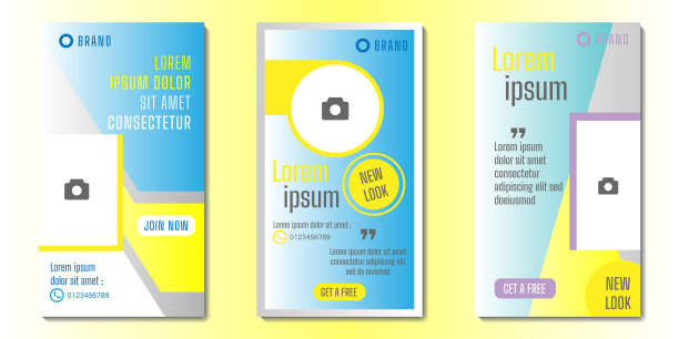 可编辑的社交媒体故事设计模板矢量插图图片下载