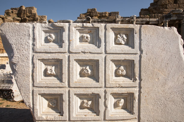 建筑装饰元素的建筑，石膏灰泥，墙体灰泥的纹理和图案，古希腊风格。图片下载