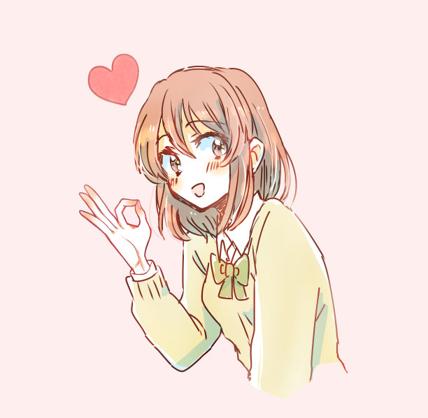 一名女学生在做“OK”的手势图片下载