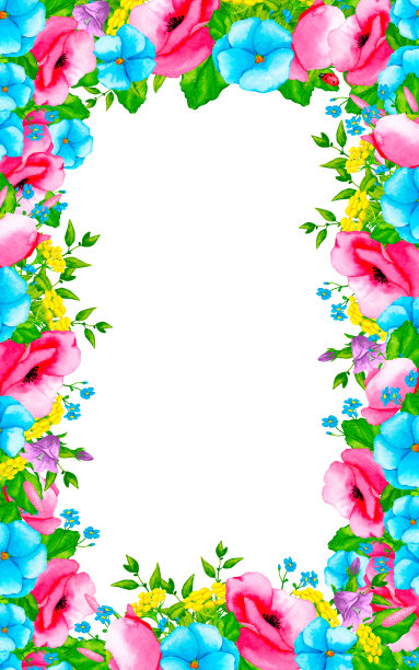 矩形框架与野花和野生草药。设计元素卡片，邀请，海报，织物印花，图案，文具，标签。图片下载