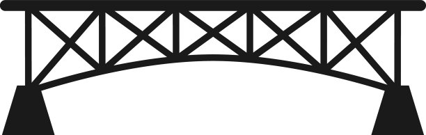 黑色桥形剪影城市建设图片下载