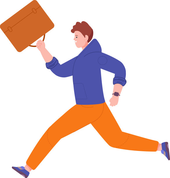 年轻人拿着公文包，急匆匆地工作图片下载