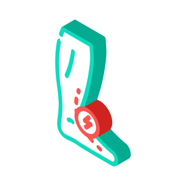 脚踝疼痛身体疼痛等距图标矢量插图图片下载