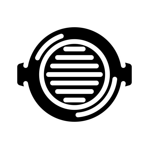 铸铁煎锅厨房炊具符号图标矢量插图图片下载