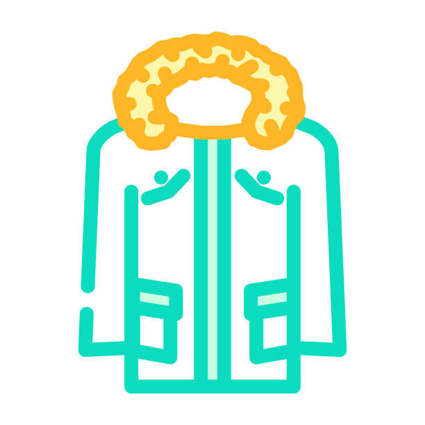 派克大衣外套男性颜色图标矢量插图图片下载