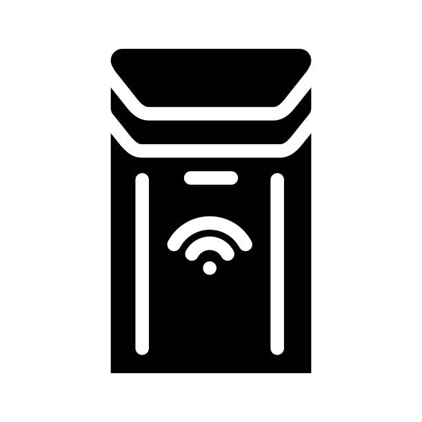 自动垃圾桶家居配件符号图标矢量插图图片下载