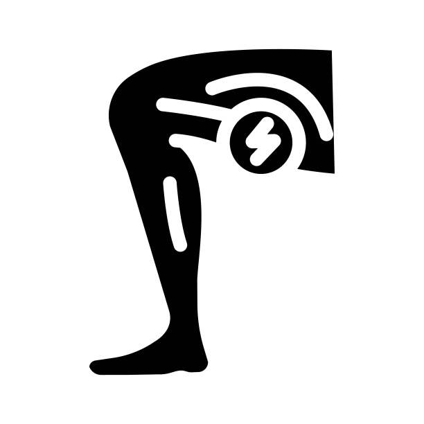 大腿疼痛身体疼痛字形图标矢量插图图片下载