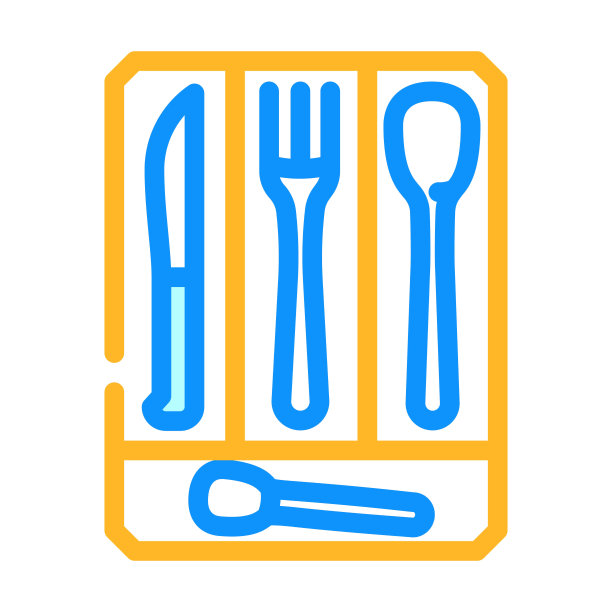 餐具组织者家庭配件颜色图标矢量插图图片下载