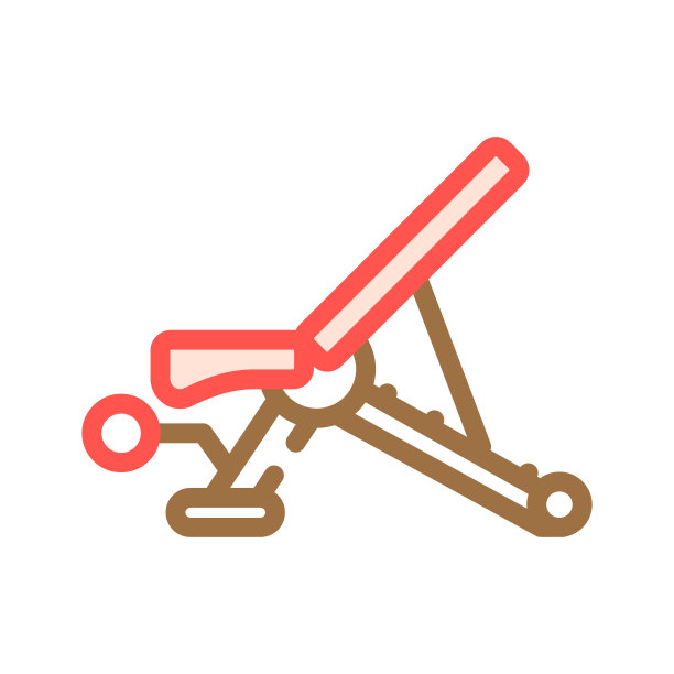 重量长凳健身运动彩色图标矢量插图图片下载