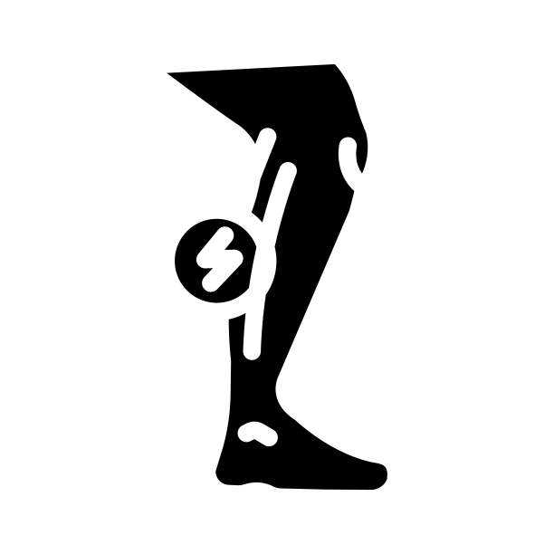 腿疼身体疼字形图标矢量插图图片下载