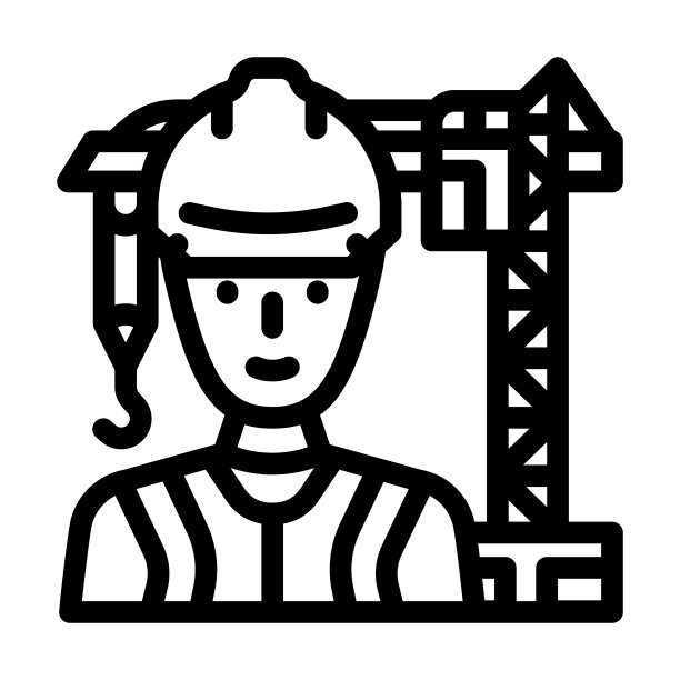 土木工程师工人线图标矢量插图图片下载