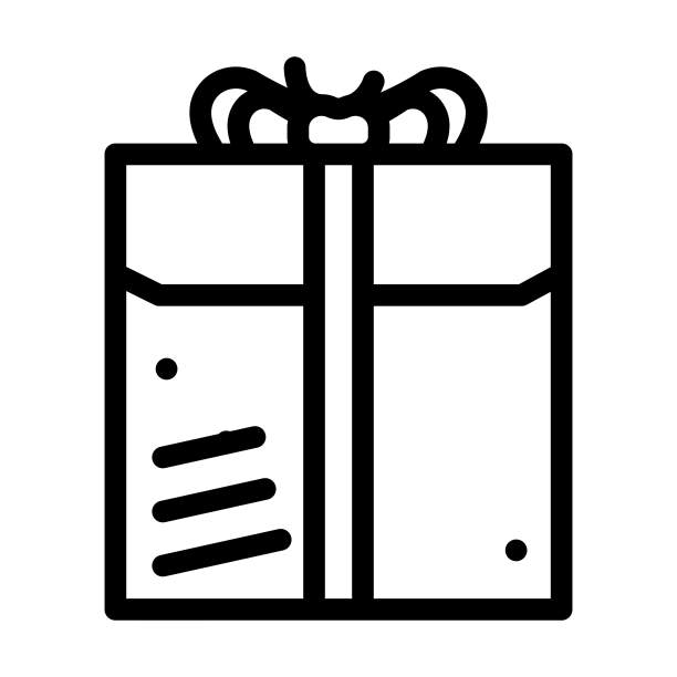 金礼品盒线图标矢量插图图片下载