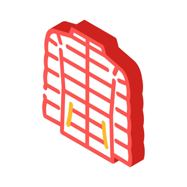 羽绒外套男性等距图标矢量插图图片下载