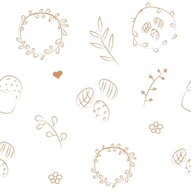 矢量插图。颜色可爱的手绘无缝图案。节日背景与复活节涂鸦线性符号。设计明信片，横幅，纺织品，壁纸和其他促销产品。图片下载
