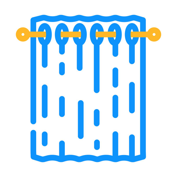 遮光窗帘卧室内部颜色图标矢量插图图片下载