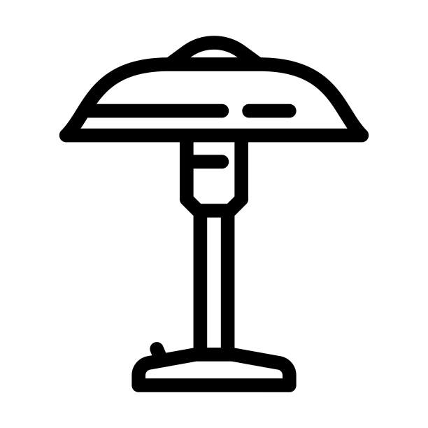 灯表卧室室内线条图标矢量插图图片下载