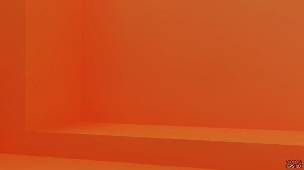 抽象的橙色和渐变光背景与工作室背景。橙色用于产品展示的空白陈列室或洁净室。橙色背景。矢量插图。图片下载