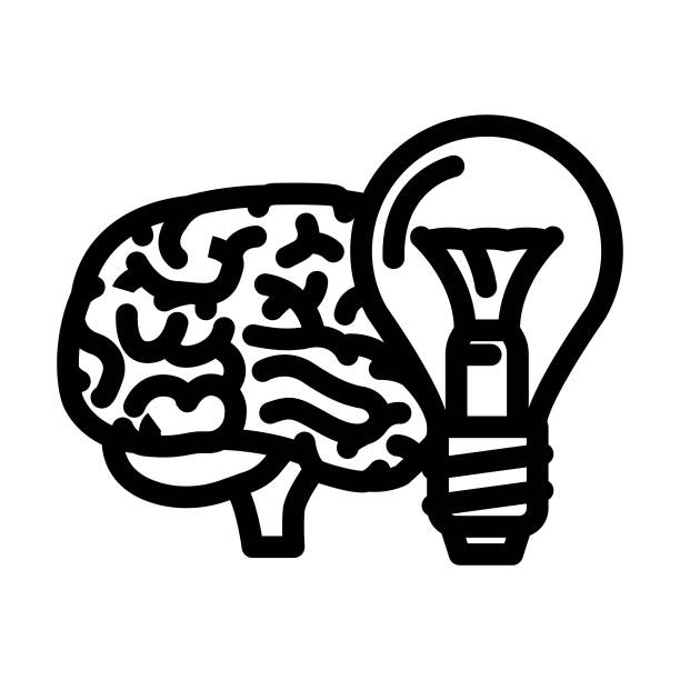 心脑人线图标矢量插图图片下载