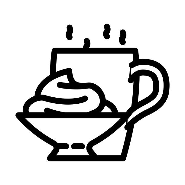 奶油巧克力糖果食品线图标矢量插图图片下载