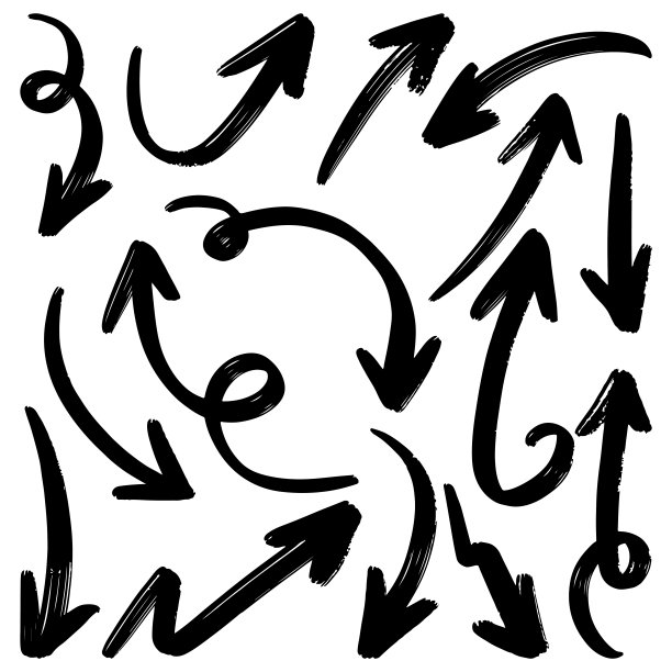 一套手绘矢量箭头涂鸦在白色背景。设计元素矢量插图。图片下载