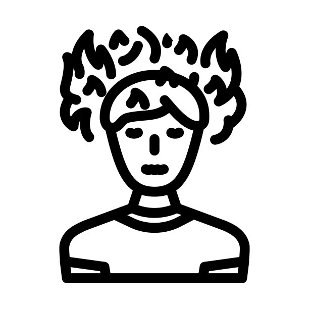 愤怒的人压力头痛线图标矢量插图图片下载