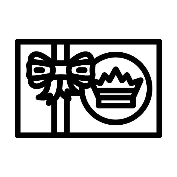 事件礼品盒线图标矢量插图图片下载