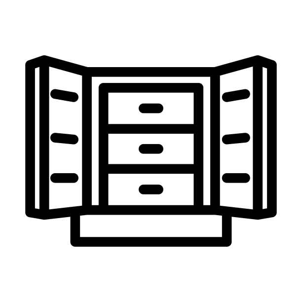 珠宝组织者盒家庭内部线图标矢量插图图片下载