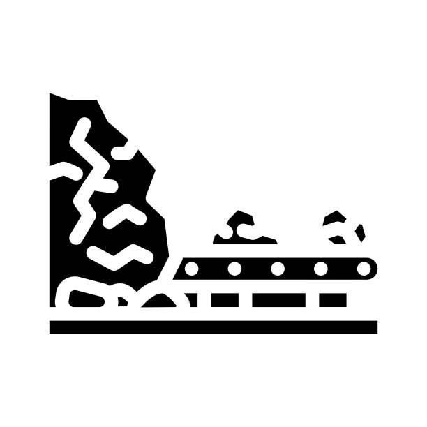 地下开采铜生产字形图标矢量插图图片下载