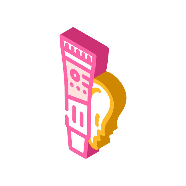 色彩校正保湿霜等距图标矢量插图图片下载