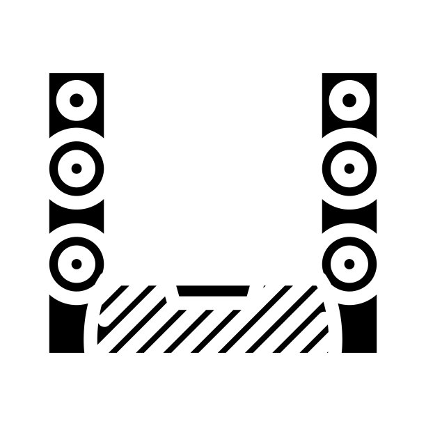 音响系统客厅字形图标矢量插图图片下载