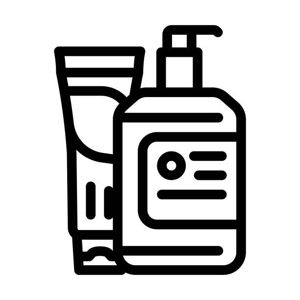 凝胶保湿霜线图标矢量插图图片下载