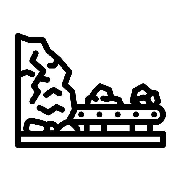 地下采矿铜生产线图标矢量插图图片下载