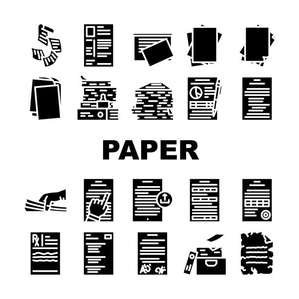 纸白撕空图标设置矢量图片下载