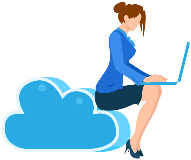 女性在工作场所使用笔记本电脑在数据存储领域存储大量信息图片下载