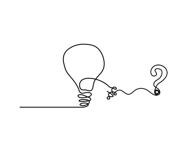 抽象的问号，手作为线条画在白色图片下载