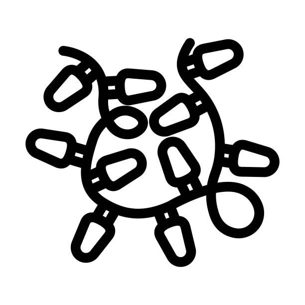 闪烁的灯卧室室内线图标矢量插图图片下载