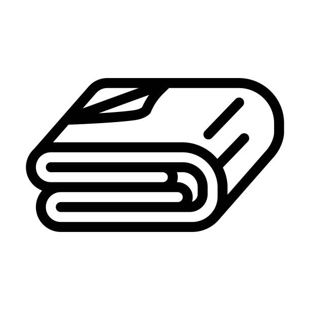 毛毯卧室内线图标矢量插图图片下载