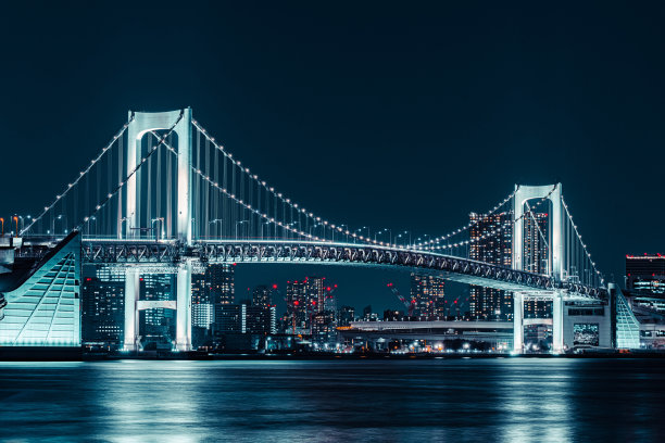 东京彩虹桥和东京塔的夜晚图片下载