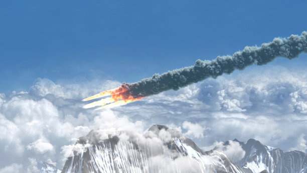 流星小行星或火箭飞越白雪皑皑的阿尔卑斯山图片下载