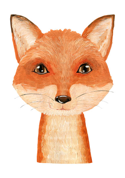 水彩画狐狸肖像。图片下载