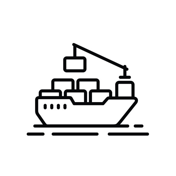 货船线图标隔离在白色背景上图片下载