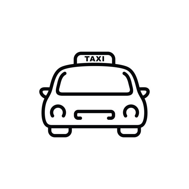 出租车线图标孤立在白色背景上图片下载