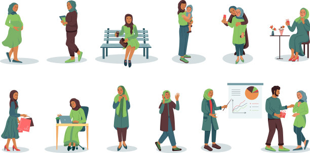 希贾布女性图标集图片下载