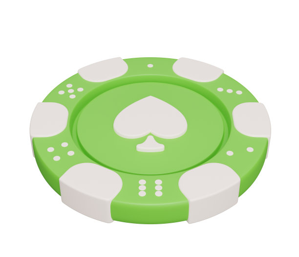 赌场筹码黑桃绿3d。3d渲染卡通最小图标插图图片下载
