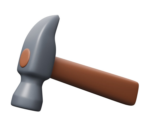 锤子3d图标。3d渲染卡通最小图标插图图片下载