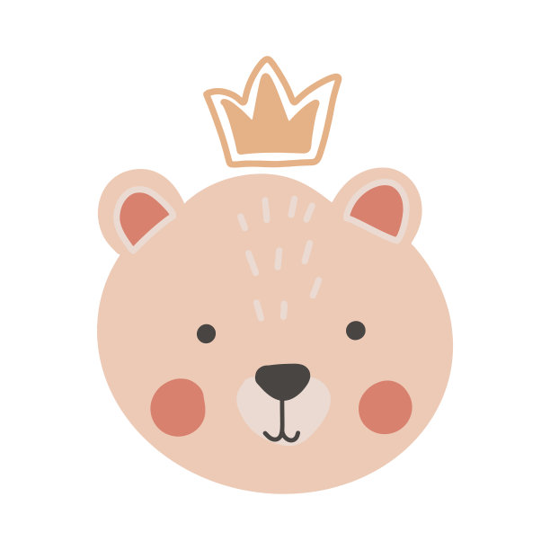 幼稚可爱的动物脸，熊头波西米亚风格。创意儿童印刷织物，海报，纺织品，明信片，壁纸，婴儿服装。图片下载